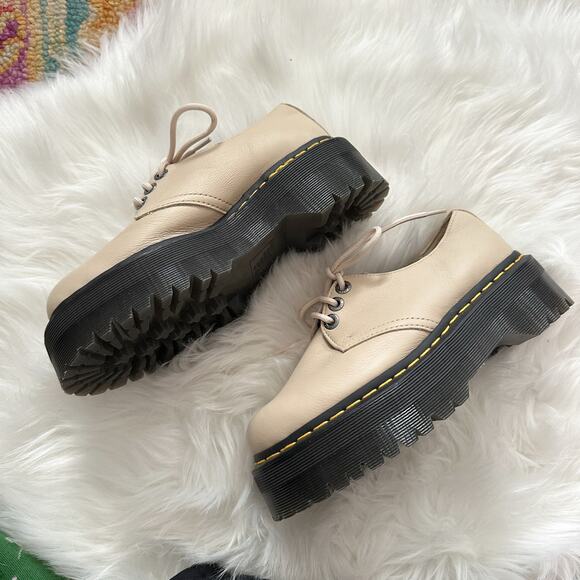 Dr. Martens 1461 II Pisa Leather Platform Shoes in Parchment Beige Size 6 - Picture 2 of 6
